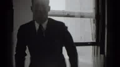 New York USA (1939): Woman On Phone Man Standing Up Office Windows Both Smiling