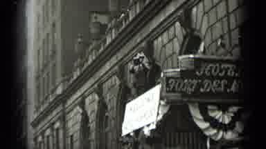 New York USA (1939): Old Car Parade People Taking Pictures In City Moving Slow
