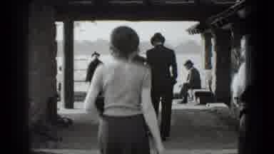 New York USA (1939): Lakeside People Walking Dressed Vintage Sailboats In Water