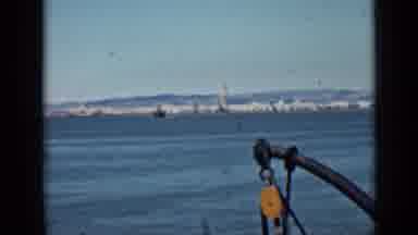 San Francisco California (1939): A Boat Or Raft In The Calm Blue Sea Smoking Smoke