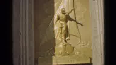 San Francisco California (1939): Gold Statue Of Roman Or Greek God Son The Wall