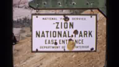 UTAH USA-1939: Zion National Park East Entrance Sign