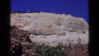Utah USA (1939): Mountain Trees Blue Sky Green Rock Man Trail Grass Bushes