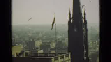 Ontario Canada (1940): A Tall Tower With Large Antique Clock And A Flag Flying