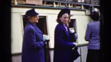 Ontario Canada (1940): Four Women Waiting Patiently At The Dock For A Boat To