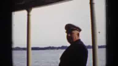 Ontario Canada (1940): Sea Captain Onboard Ship Smiling And Pointing At Camera And