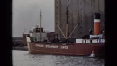 Ontario Canada (1940): Large Shipping Vessel Is Moving In A Large Body Of Water