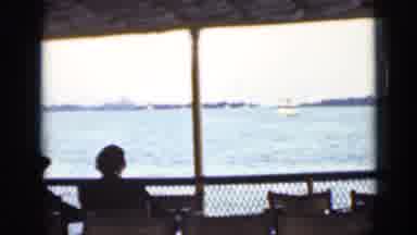 Ontario Canada (1940): A Couple Taking A Ferry Ride Near A Busy City Harbor