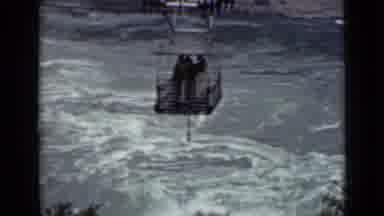 Ontario Canada (1940): Cable Car Ride Over A Large River Between Mountains In