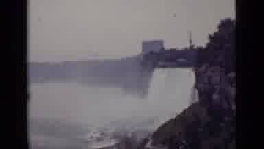 Ontario Canada (1940): Two Little Children Playing By A Gigantic Waterfall In
