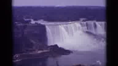 Ontario Canada (1940): An Aerial View Over The Falls And The City Nearby With Cars