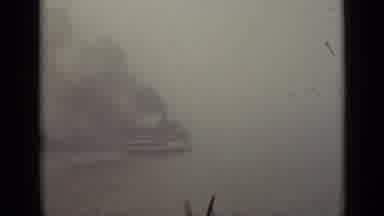 Ontario Canada (1940): Small Passenger Vessel Navigating In A Foggy Day With The