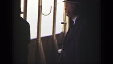 Ontario Canada (1940): View Of A Man Standing Near A Window On Boat At Sea
