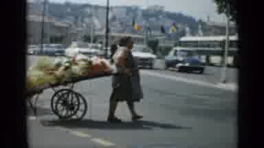 Cannes France (1962): Woman Pulling Cart Of Food In Busy Street