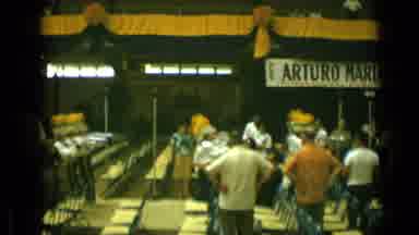 Cannes France (1962): Marching Band Marching Out Of A Gymnasium