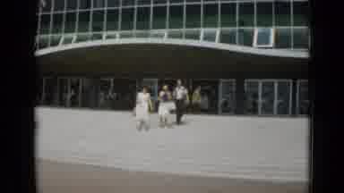 Cannes France (1962): Three People Walking Down Stair Of Modern Building On A