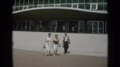 Cannes France (1962): Two Woman And One Man Walking Down The Stairs Of A Big