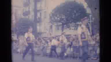 Cannes France (1962): Old-School Parade Of Men And Women Marching Through The