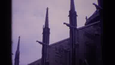 Germany (1962): View Of Church Toree In Overcast Day With Some Birds Landing On