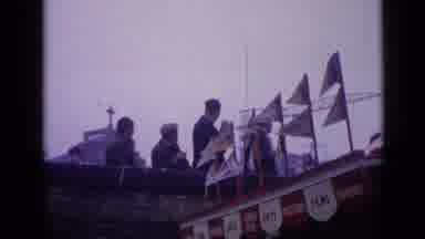 LONDON ENGLAND-1962: A Rally Above A Busy Street