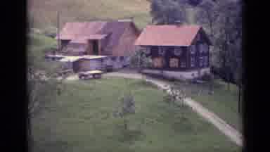 Lucerne Switzerland (1962): Two Home In Lap Of Beautiful Green Valley And A Man Is