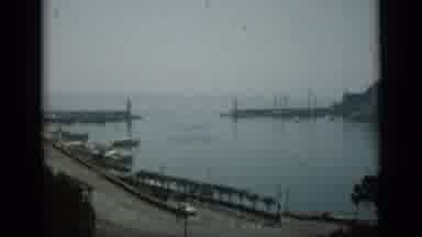 Monaco City (1962): Driving Past A Beautiful Marina With Boats And Many Trees