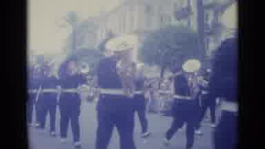 Nice France (1962): Marching Band In Festival Marching Down Road
