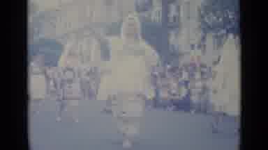 Nice France (1962): Hispanic Parade With Floats People Women Walking Waving Riding