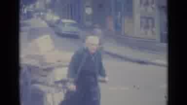 Nice France (1962): Older Man Pulling Cart Full Of Wood Or Cardboard Down A Busy