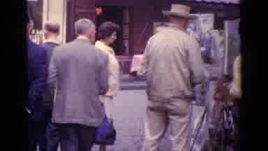 Paris France (1962): Man Painting In A Busy Open Street While People Passing By
