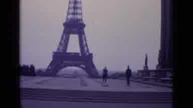 Paris France (1962): View From A Car Of The Eiffel Tower And People And Cars Going