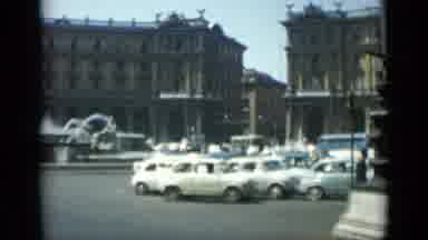 Rome Italy (1962): View Of Public Building With Great Movement Of People And Cars