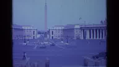 Rome Italy (1962): View Of Tower And Parking Lot On A Cloudy Day