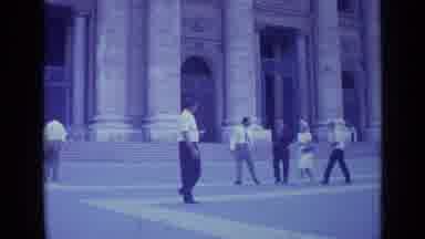 Rome Italy (1962): Man Walking Towards The Camera And Away From A Large Stone