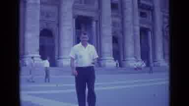Rome Italy (1962): Man Walks In Front Of The Big Government Building In The City