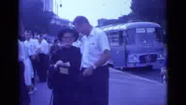 Rome Italy (1962): Man Talking People Street By Bus Cars Traffic Buildings On