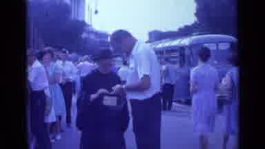 Rome Italy (1962): Person Holds Box With Sign Perhaps Collecting Donations And Man