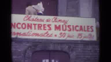 SWITZERLAND-1962: View Of Red And Yellow Musical Sign On A Clear Day