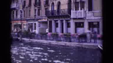 Venice Italy (1962): View From Gondola Venice Quaint Sidewalk Overlooking Shops