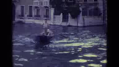 Venice Italy (1962): Man Stands Inside Gondola And Rows While Naval Officer Chats