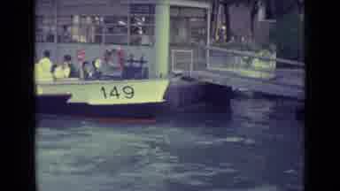 Venice Italy (1962): An Old Footage Of Small Anchored Ship Full With People Aboard