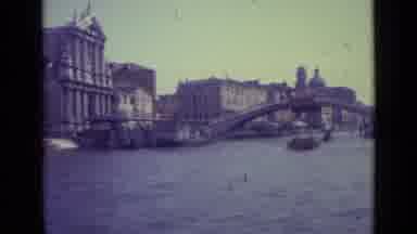 Venice Italy (1962): View Of Rialto Bridge Over Grand Canal On A Clear Sunny Day