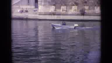 Versailles France (1962): Onlookers Watching Two People Riding In A Motorboat In A