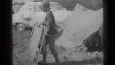 Saint Petersburg Russia (1967): Tents Car Lady Walking Foldable Chair Grass Cloths