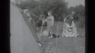 Saint Petersburg Russia (1967): Women With A Blanket Preparing A Campsite Outside