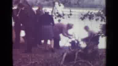 Saint Petersburg Russia (1967): People Camping Out By A Lake With Tents And A