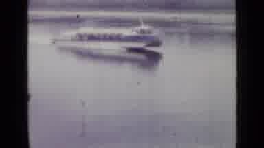 Saint Petersburg Russia (1967): Futuristic Boat Traveling Across The Water With A