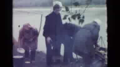 Saint Petersburg Russia (1967): Five Person At A Lake Cooking Keeping A Fire Up