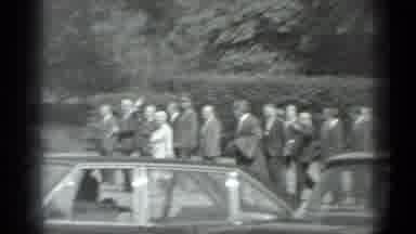 Moscow Russia (1983): Black White Footage Of A Group Of People With One Man Waving