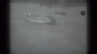 Moscow Russia (1983): Old Ferry Boat Navigating A River